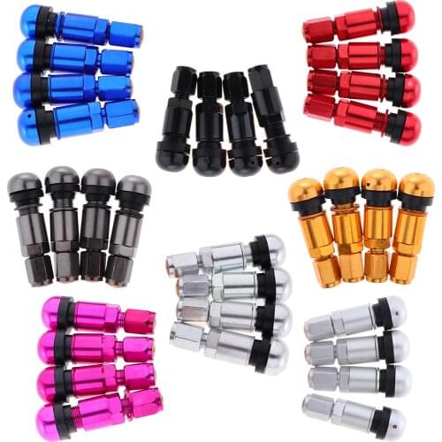 4pcs Snap-in Tubeless Tyre Wheel Stem Air Valve Caps Car Tire Valve with Dust Caps Auto Truck Bike Dust Caps