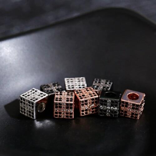 1 Piece/Lot Gold Color Silver Color Square Spacer Beads Copper Inlaid Zircon Cross Shape Used To Make Handmade DIY Bracelet Part