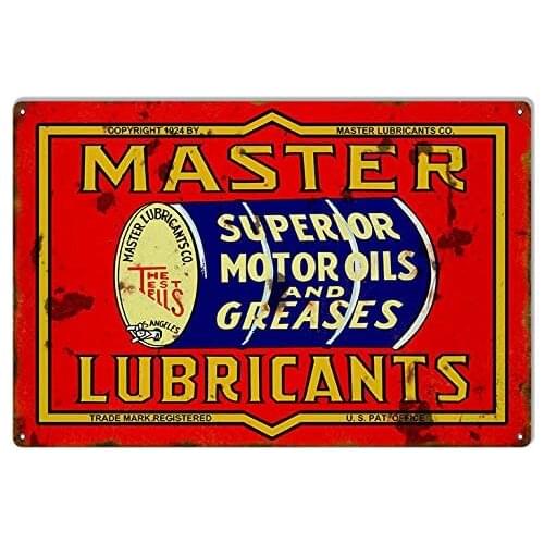 Master Lubricants Motor Oils Wall Decor Travel Metal Tin Sign 8x12 Inch