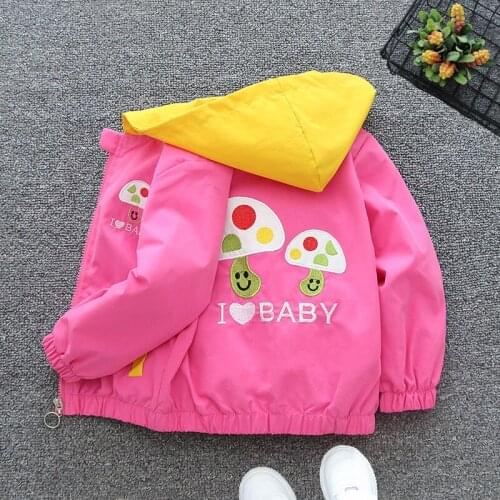 Fashion Children Outwear 2021 Spring Hooded Zipper Girls Coat Autumn Windbreaker Jacket For 1-6 Years Kids Clothes Birthday Gift