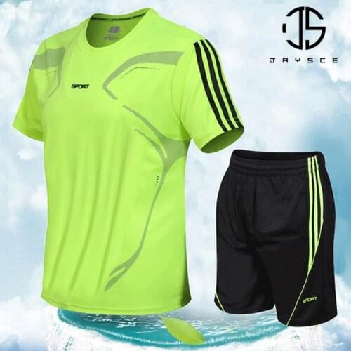 Mens Summer Sports 2-piece Suit Outdoor Running Quick-drying Lightweight T-shirt Loose Tennis Clothes Fitness Plus Size 8XL