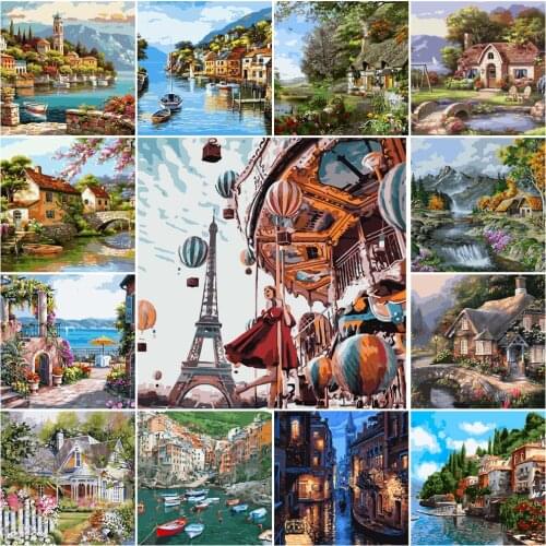 DIY Lighthouse Paintings By Numbers Full Kits No-Frame Paints By Numbers 40x50cm 24 Colors Gift Diff:4 Stars VA-0022