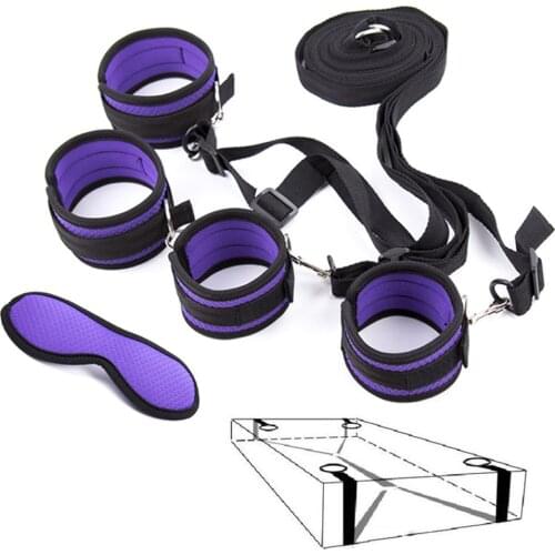 Handcuffs Bondage Erotic Under Bed Sex Bondage Restraint System Games for Adults Wrists & Ankle Cuffs Sexy Lingerie Set