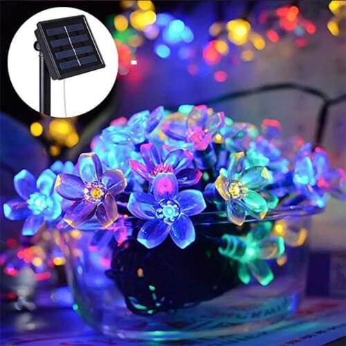 New Solar Garlands Light 5-12M Cherry Blossom Solar Lamp Power LED String Fairy Lights Garden Christmas Decor For Outdoor