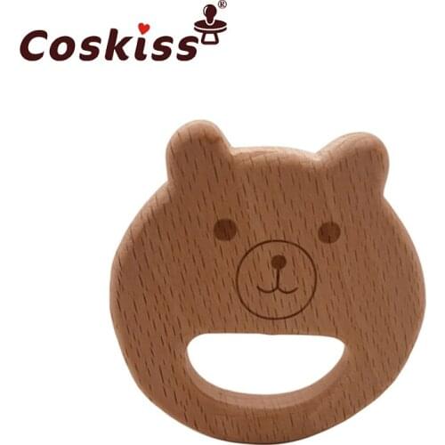 Organic Baby Teether Product Beech Wooden Bear Teether DIY Wood Personalized Pendent Eco-Friendly Safe Baby Teething Chew Toys