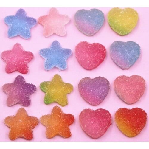 Heart/Star 8/10/15mm Fake Candy Resin Cabochon Flatback Gradiente Shape Simulation Miniature Food Art Supply Decoden Charm