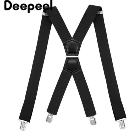 Deepeel 3.5*120cm Men Braces Suspender Adjustable Elastic 4 Clips X-shaped Fashion Wide Strap Belt Suspender for Jean Pants Work