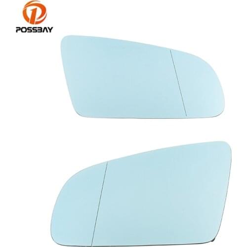 POSSBAY Car Outside Rearview Mirror Glass for Audi A4 B6/B7 Sedan/Avant 2002-2008 Heated Rear View Mirror Glass Blue Lens