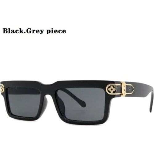 Retro rectangular sunglasses Designer man glasses Bright black sunscreen mirror Woman fashion sun visor