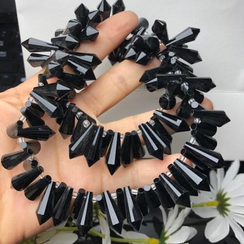 8x19mm Black Austrian Crystal Column Waterdrop Pendant Glass Loose Beads For Jewelry Making Diy Woman Earring Accessories