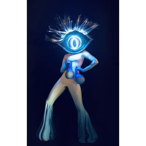 LED Eyes Costume Gogo Dance Light up Headwear Luminous Headpiece Cosplay Disco Nightclub Dress Dancewear
