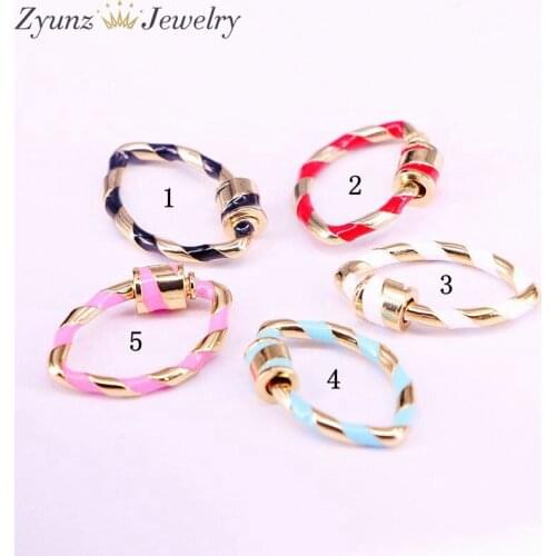 6PCS, 16*25mm, Enamel Oval Clasp, Screw Clasp Carabiner Lock, Interlocking Clasp, Enamel Oval Lock, Oval Shaped Screw Clasp