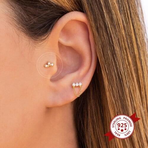 925 Sterling Silver Ear Needle Stud Earrings For Women Simple Leaves Flower Shaped CZ Earrings Dainty Cute Student Jewelry