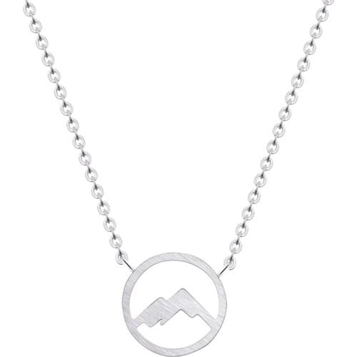 2019 Stainless Steel Nature Snowy Mountain Necklace Circle Round Mountain Top Range Necklaces for Landscape Lover Women