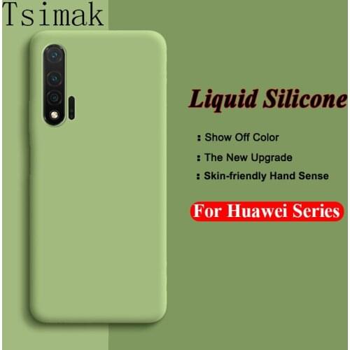 Liquid Silicone Case For Huawei P30 Lite Nova 5T 3 3i 3E 4 4E 5 5i 5Z 7i 6 SE 7 Pro P Smart Plus Z 2019 Back Phone Cover Coque