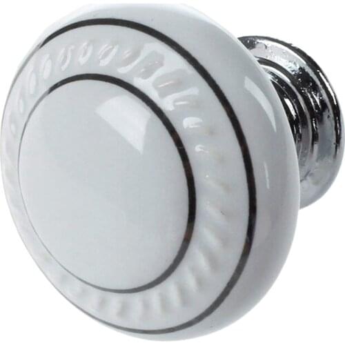 1 x Ceramic Door/Wardrobe/Cabinet/Cupboard Knob Handle Drawer White