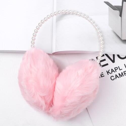 1pc Novelty Pearl Winter Earmuffs Women Fur Earmuff Ear Warmers Girls Imitation Rabbit Plush Warm Ear Muff Ear Hair Accessories