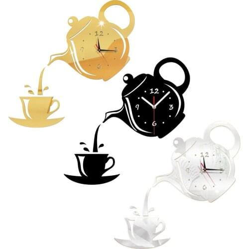 3D DIY Wall Time Clock Acrylic Wall Clock Modern For Kitchen Home Decor Cup Shape Wall Sticker Hollow Numeral Clock Sticker