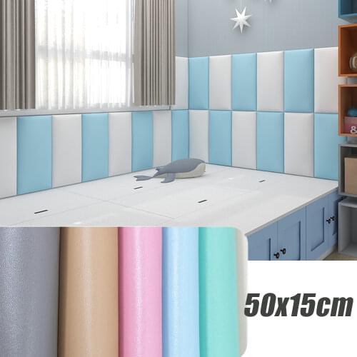 3D Wall Stickers Self Adhesive Foam Brick Room Decor DIY 50x15cm Anti-bump Wallpaper Living Room Background Wall Pad Decor