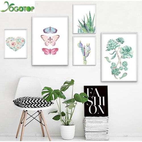 5d diy diamond painting Cactus,succulent Plants butterfly full diamond embroidery kits picture diamond mosaic Home art YY1784