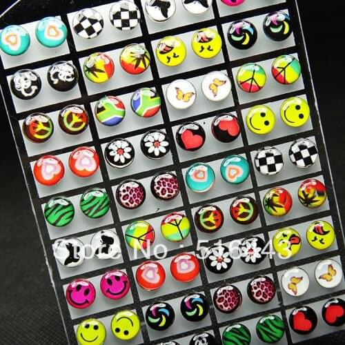 72pcs Mix Style Stainless Steel Fashion Enamel Stud Earrings for Womens Mens Wholesale Jewelry Lots A-215