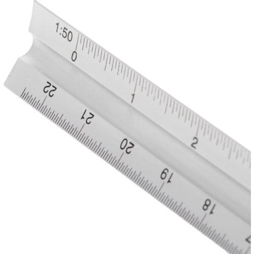 12" 30cm Aluminium Metal Triangle Scale Architect Engineer Technical Ruler