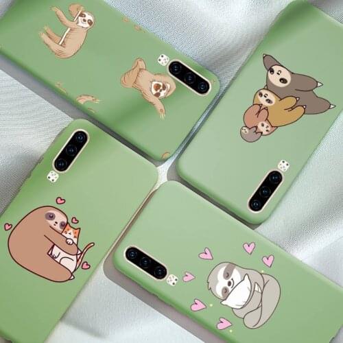 Cute sloth Phone Case Green Candy Color for iPhone 6 7 8 11 12 s mini pro X XS XR MAX Plus