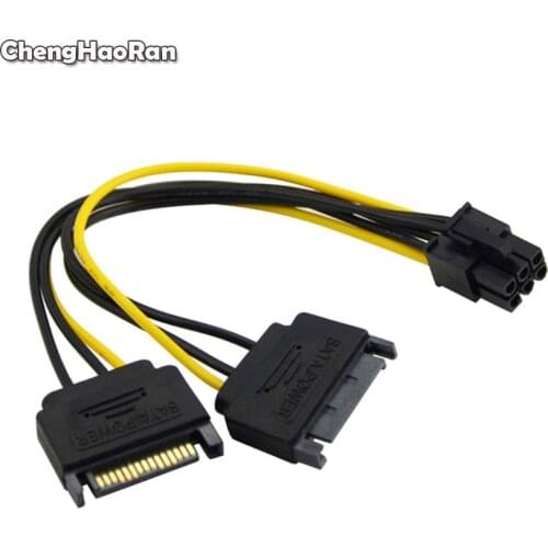 ChengHaoRan 15 Pin SATA Male To 6 Pin Female PCI-E PCIe PCI Express Graphics Video Display Card Dual Sata To 6pin PC Power Cable
