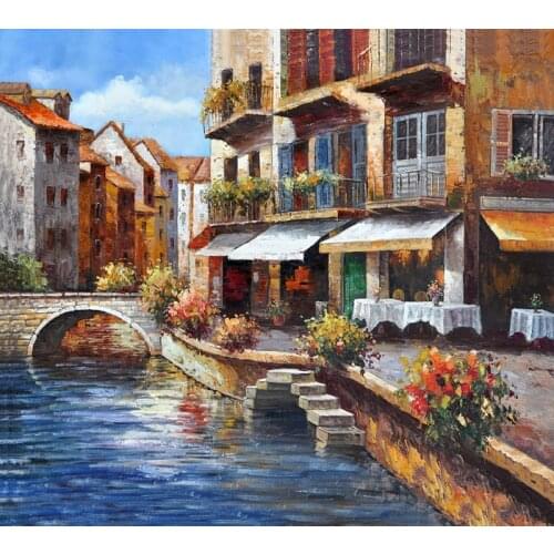 Free shipping Mediterranean style housing construction landscape oil painting canvas printings on canvas art decoration picture