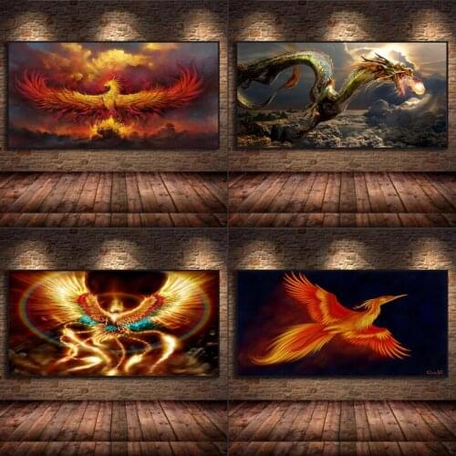 Modern Art Canvas Painting Chinese Dragon Phoenix Canvas Painting Print Poster and Print Home Living Room Decoration Painting