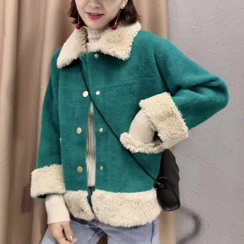 Short Loose Mink Jacket Furry Collar Spliced Pockets Overcoat 2019 Autumn and Winter New Womens Korean Jacket Fur Coat f1377
