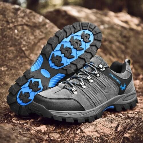 Waterproof Hiking Shoes Men Nubuck Suede Leather Trekking Sneakers Shoes Non Slip Climbing Tactical Outdoor Shoes Mountaining