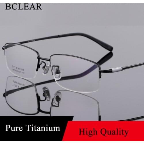 BCLEAR 2021 New Arrival Half Rim Pure Titanium Eyeglasses Frame Men Optical Glasses Prescription Eyewear Spectacles Fashion Hot