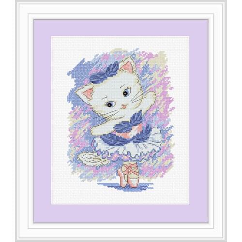 Fishxx Cross Stitch Kit A3267 Ballet White Cat Precision Printing Embroidery New Product
