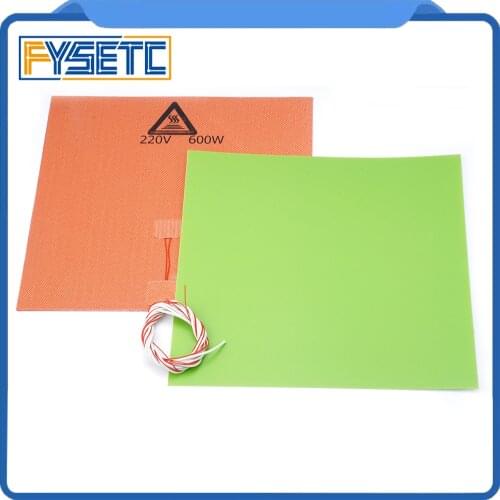 300X300mm Silicone Heater Pad Mat 220V 600W Heater With Green Frosted Sticker Build Sheet Plate For TEVO Tornado Lulzbot Taz6