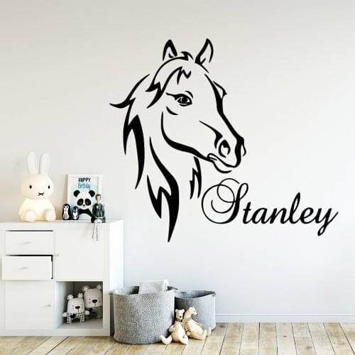 Custom Name Wallpaper Art Horse Wall Sticker Childrens Room Wall Decal Baby Sticker Poster Wall Decorations Living Room