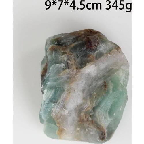 NO. 2 Natural raw green with black and white fluorite rough stone natural quartz crystals mineral energy stone