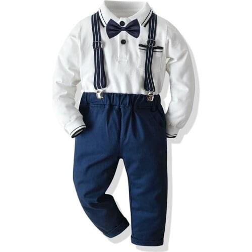 New Boys Formal Suits Kids Birthday Wedding Party Dress Gentleman Shirt + Pants +Tie 3pcs Korean Style Children Clothes