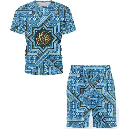 2021 Summer New Fashion Mens Sets Sportswear Harajuku Casual T-Shirt+Street Shorts Two-Piece Hip Hop Track And Field Clothes