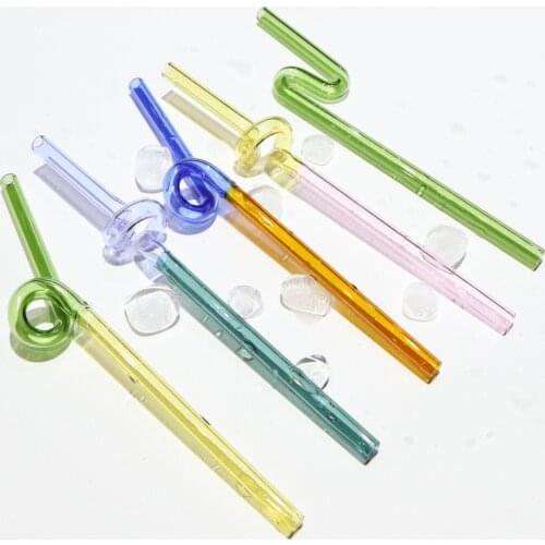 New Summer Candy Color Lovely Curved Glass Straw Drink Juice Glass Is a Must With The Environmental Gift Resistant To Hot And Co