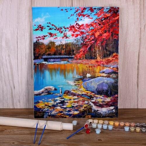 Landscape Light Autumn DIY Paint By Numbers Set Acrylic Paints 50*70 Canvas Pictures Loft Wall Picture Kids Handiwork