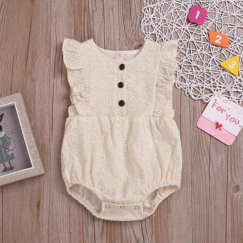 Pudcoco Summer Newborn Baby Girl Clothes Sleeveless Solid Color Ruffle Romper Jumpsuit One-Piece Outfit Summer Casual Clothes