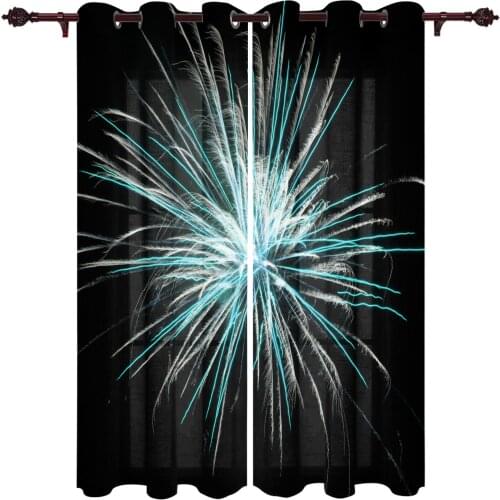 Outdoor Curtains Fireworks Night Sky Bloom Living Room Kitchen Curtain Drape For Patio Garden Gazebo Yard Valance Cutains