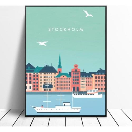 Stockholm Canvas Travel Poster Prints Home Wall Art Decor Painting