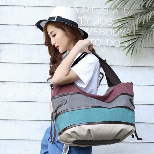 Womens Canvas Multi-Color Hobos Shoulder Cross Body Bag Tote Shopping Handbag Ladies Casual Chic Bags