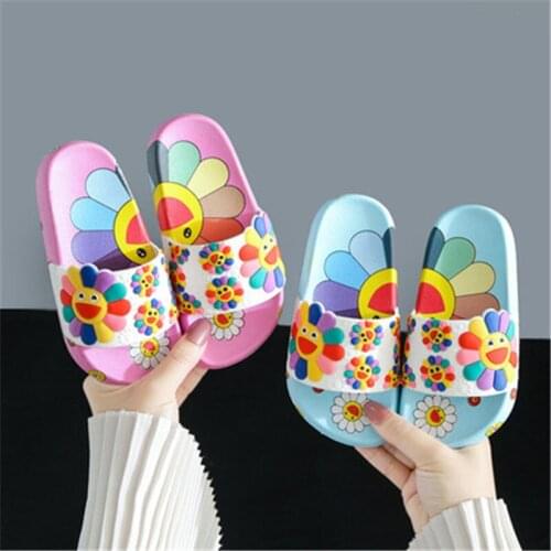 Sunflower Slippers For Girls New Summer Kids Beach Shoes Baby Toddler Soft Indoor Slippers Children Fashion Sandals
