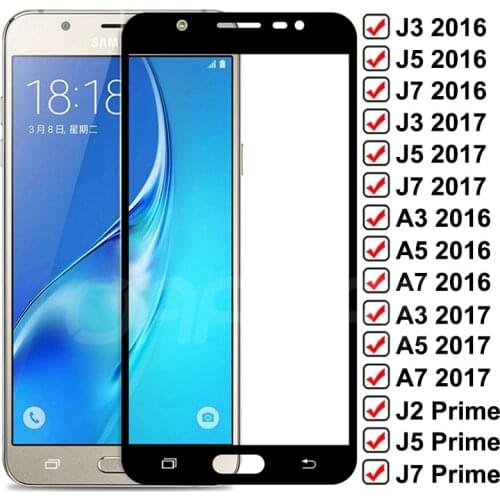 9D Protective Glass on For Samsung Galaxy J3 J5 J7 A3 A5 A7 2016 2017 J2 J4 J7 Core J5 Prime S7 Tempered Screen Protector Glass