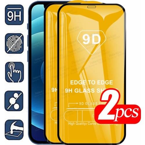 2pcs Full Glue Protective Glass For iphone 12 Mini Screen Protector Tempered Glas Aifon 12 Pro Max i12 i12pro i12Mini Cover Film