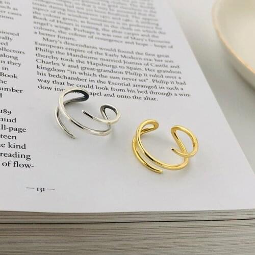 WTLTC Chunky Wired Line Stacking Rings For Women 925 Sterling Sliver Thin Thumb Rings Vintage Minimal Rings Adjustable Jewelry