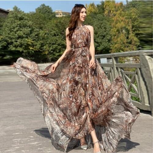 2021 New Arrival Long Dresses Plus Size Summer Bohemian Sleeveless Maxi Dress woman Floral Beach Wedding Party Dresses